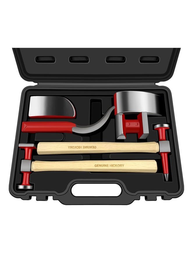 ct 6 Piece Heavy Auto Body Repair Tool Hammer Dolly Set, Car Body Repair Tool Kit with Carrying Case, Hickory Handles,Fender Repair kit - Image 1