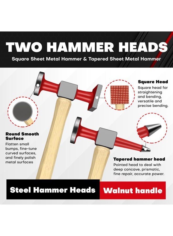 ct 6 Piece Heavy Auto Body Repair Tool Hammer Dolly Set, Car Body Repair Tool Kit with Carrying Case, Hickory Handles,Fender Repair kit - Image 5
