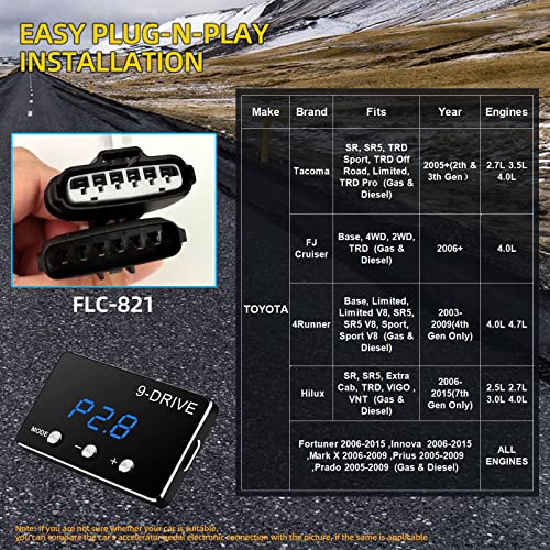 Qagea Throttle Response Controller 9 Drive Modes Smart Electronic Racing Accelerator Compatible with Toyota Tacoma FJ Cruiser 4Runner Hilux Prius Fortuner Innova Prado - Image 2