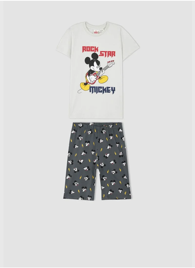 ديفاكتو Regular Fit Short Sleeve Mickey Mouse Print Pyjama Set