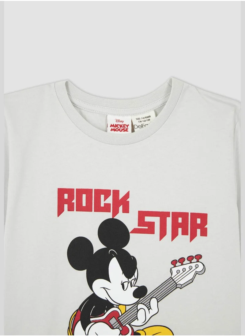 DeFacto Regular Fit Short Sleeve Mickey Mouse Print Pyjama Set