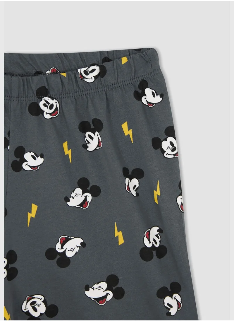 DeFacto Regular Fit Short Sleeve Mickey Mouse Print Pyjama Set