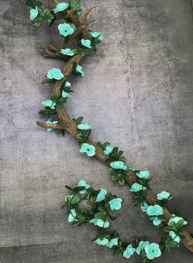 DULI Silk 1 Pack Fake Rose Vine Flowers Plants Artificial Flower Hanging Rose Ivy Garland 8ft. Home Wedding Party Office Garden Craft Art Décor (SmallRoseCreeper: Blue) - Image 1