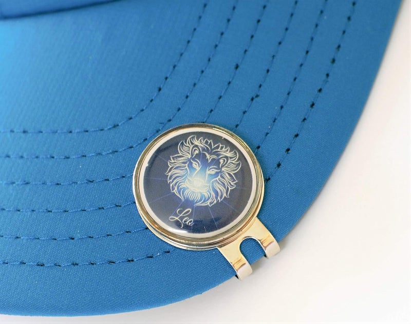 GolfBasic Store & Zodiac Sign Magnetic Clip & Ball Marker (Pack of 1 Clip & 2 Markers) (Leo) - Image 1