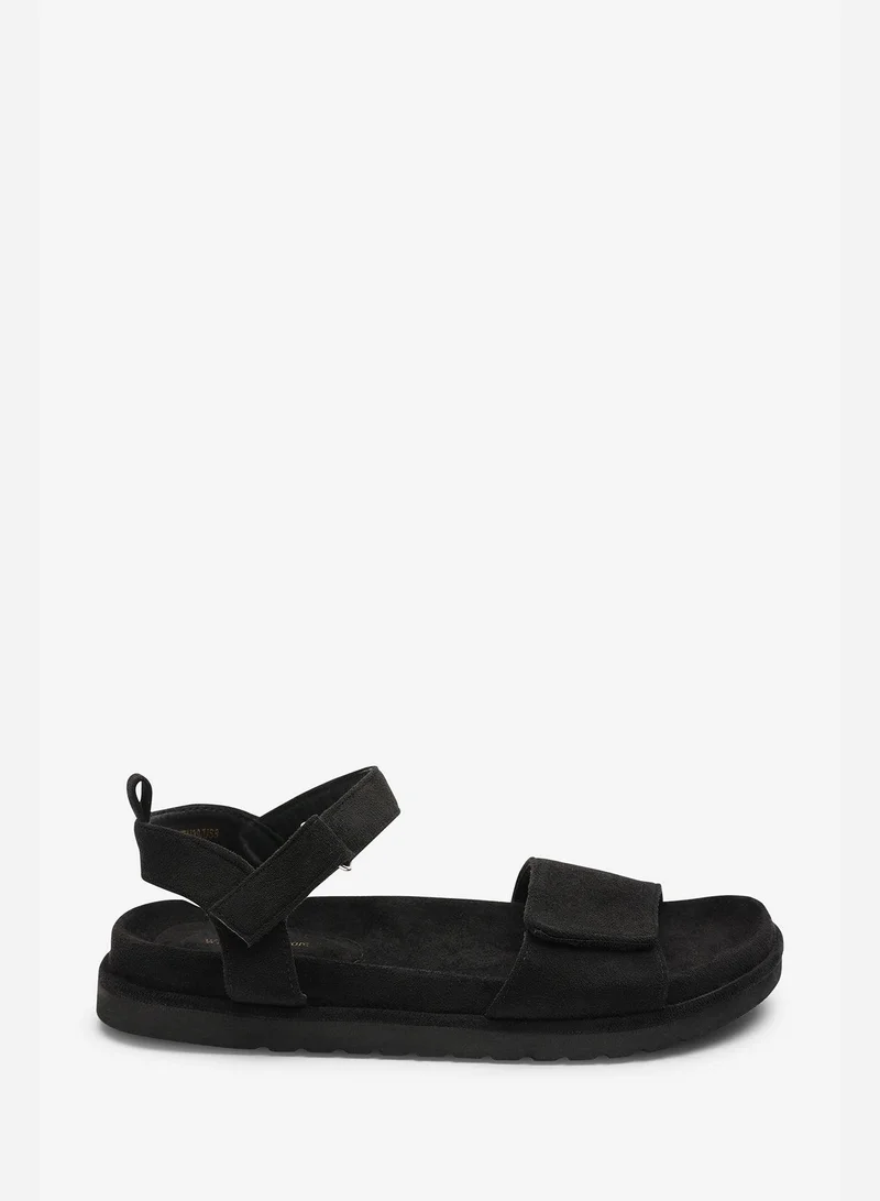 من أين هذه Corfu Black Velcro Double Strap Footbed Sandals