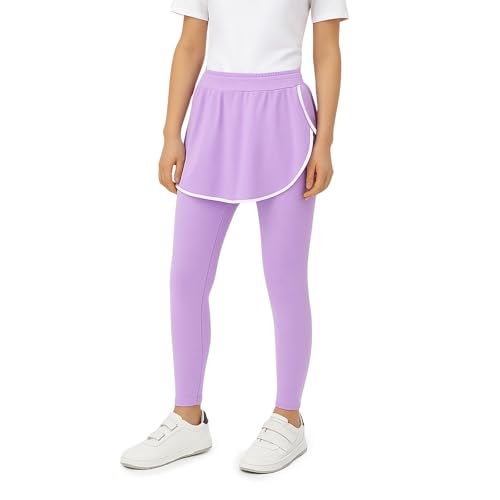 YouGotPlanB Skeggings for Girls | Pack of 1 | 2-in-1 Skirt with Attached Leggings | Cotton | Ages 4-16 Years | Comfort fit | Ideal for Sports & Play Lavender - Image 1