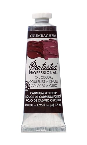 Grumbacher Pre-Tested Oil Paint, 37ml/1.25 Ounce, Cadmium Red Deep (P026G) - Image 1