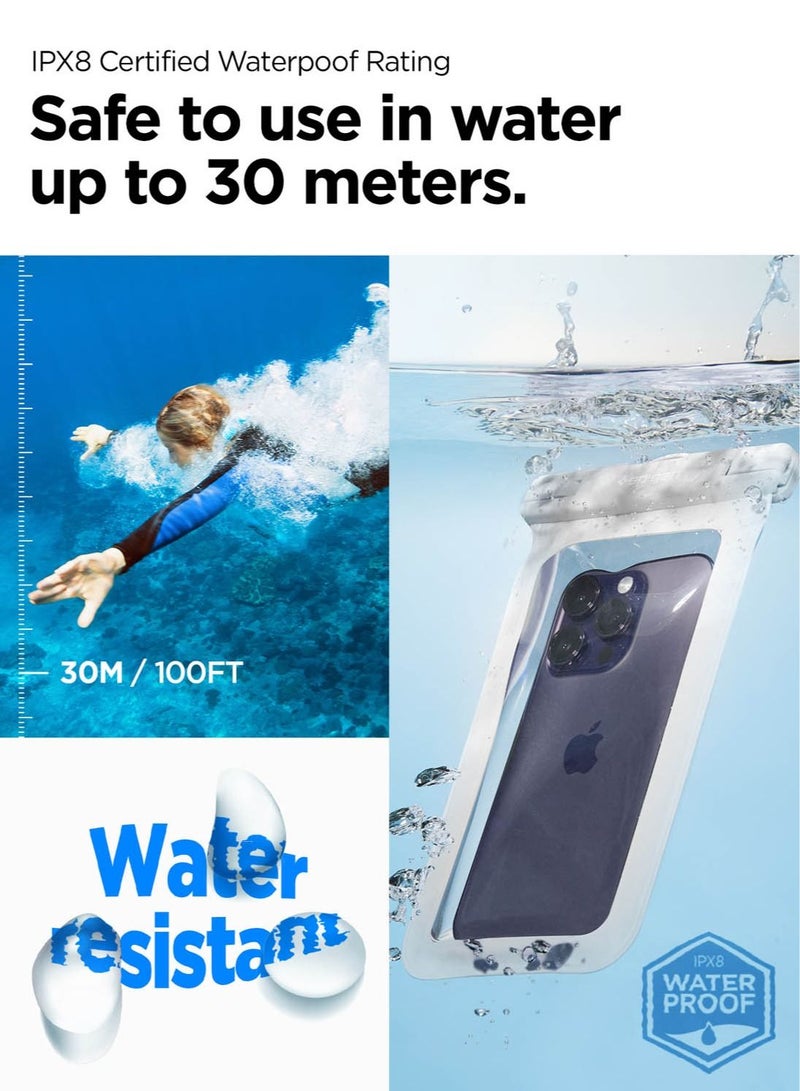 Spigen Universal Waterproof Phone case [1 Pack] IPX8 Pouch A601 Compatible with iPhone, Samsung Galaxy and Smartphone Up to 7 inches - White - Image 3