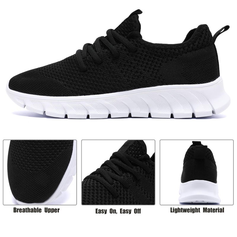 YRLTYO Mens Running Shoes Tennis Walking Gym Shoes Athletic Slip On Breathable Lightweight Non Slip Sport Workout Casual Fashion Sneaker Black Size 12 - Image 3