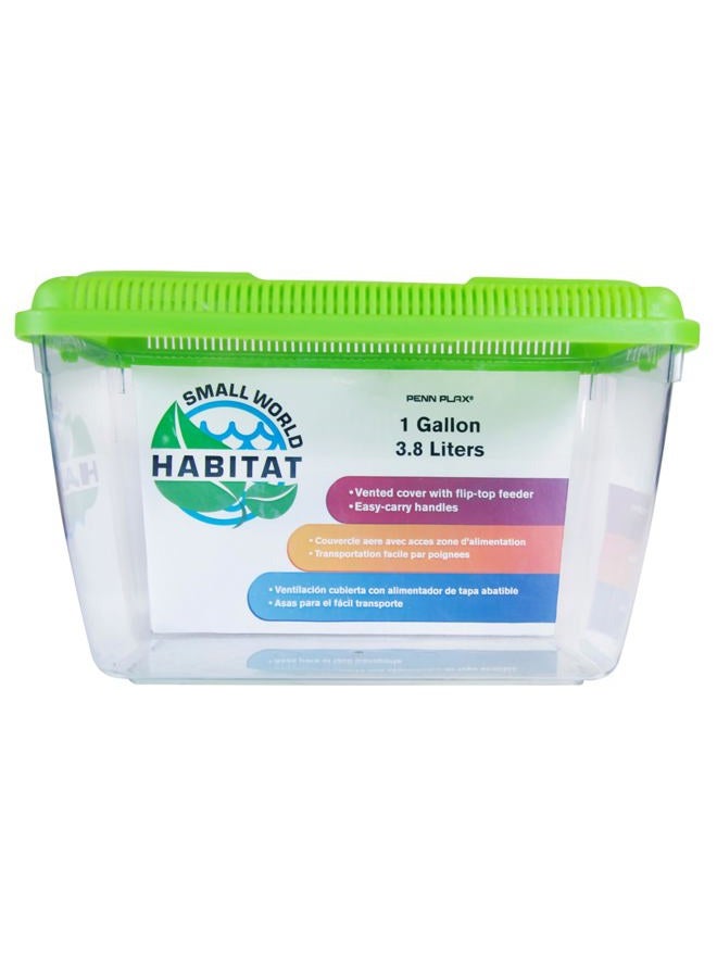 Penn Plax Small World Habitat – Portable Clear and Transparent Plastic Tank – Excellent for Small Critters and Creatures – Easy to Clean & Handle – 1 Gallon - Image 1