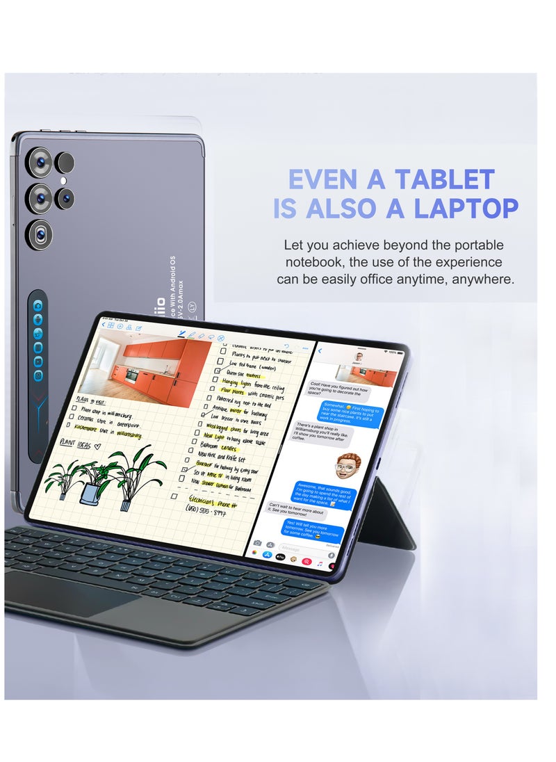 Umiio - Smart Tablet S24 Ultra 10.1-inch HD Display with Touchpad Keyboard/Case and EWB Handbag 12GB RAM 512GB   ROM Dual SIM 5G Network Android WiFi GPS Slim Tab Grey - Image 1