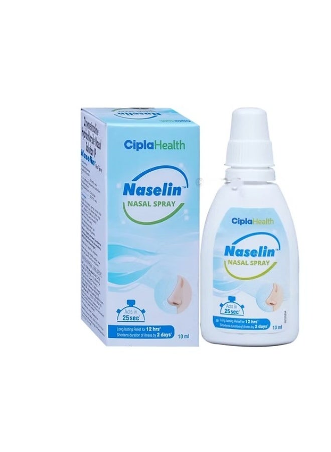 Cipla Naselin Nasal Spray – Gentle Saline Relief for Nasal Dryness & Congestion, 10 ml - Image 1