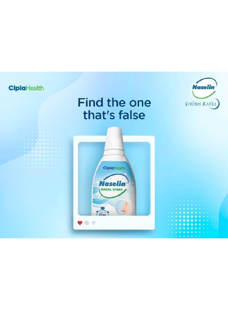 Cipla Naselin Nasal Spray – Gentle Saline Relief for Nasal Dryness & Congestion, 10 ml - Image 2