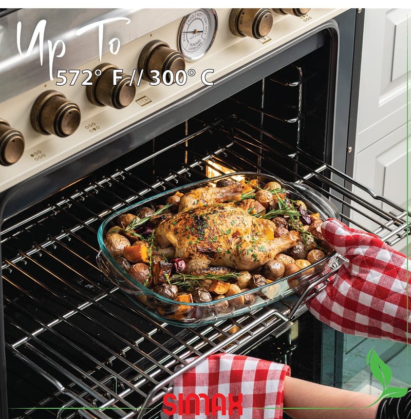 Simax Casserole Dish For Oven, 8 Quart Glass Baking Dish With High Lid Set, Microwave, Oven, and Dishwasher Safe Cookware, Borosilicate Glassware, Large Baking Dish - Image 5