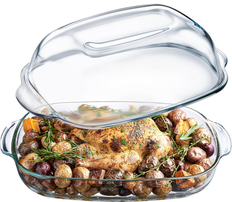 Simax Casserole Dish For Oven, 8 Quart Glass Baking Dish With High Lid Set, Microwave, Oven, and Dishwasher Safe Cookware, Borosilicate Glassware, Large Baking Dish - Image 1