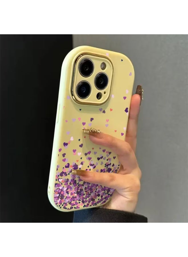 Temu Full coverage phone case with camera lens, featuring a randomly arranged colorful hearts design. Shockproof and scratch-resistant, compatible with iPhone 16 Pro.