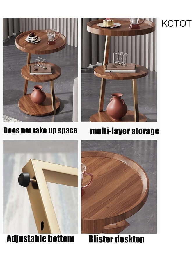 Side Table, 3-Tier End Table, Bedside Table with Steel Frame, for Living Room, Bedroom, Home Office (black gold) - Image 3