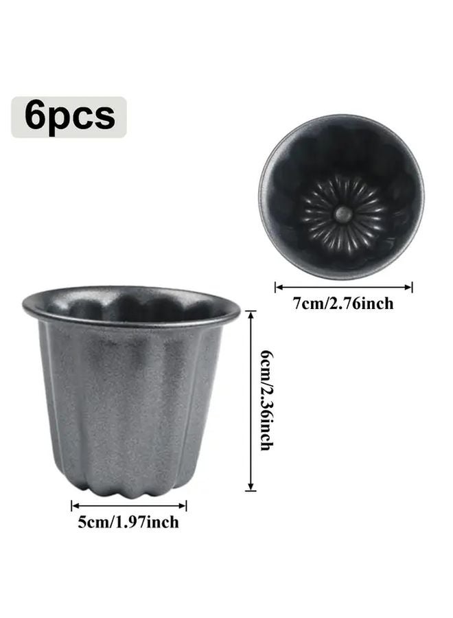 6 Pcs Carbon Steel Multi Functional Mini Cake Cup Mold Non Stick Baking Utensil - Image 3