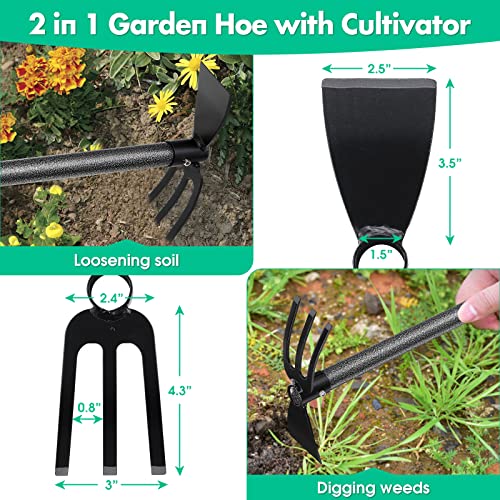 Lilyvane Hoe Garden Tool,45 Inch Long Garden Hoe and Cultivator, Garden Hand Tiller with Long Handle,Heavy Duty Garden Tools Hoe Cultivator for Gardening,Weeding, Tilling,Lossening Soil,Planting - Image 2