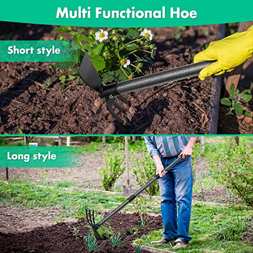 Lilyvane Hoe Garden Tool,45 Inch Long Garden Hoe and Cultivator, Garden Hand Tiller with Long Handle,Heavy Duty Garden Tools Hoe Cultivator for Gardening,Weeding, Tilling,Lossening Soil,Planting - Image 3