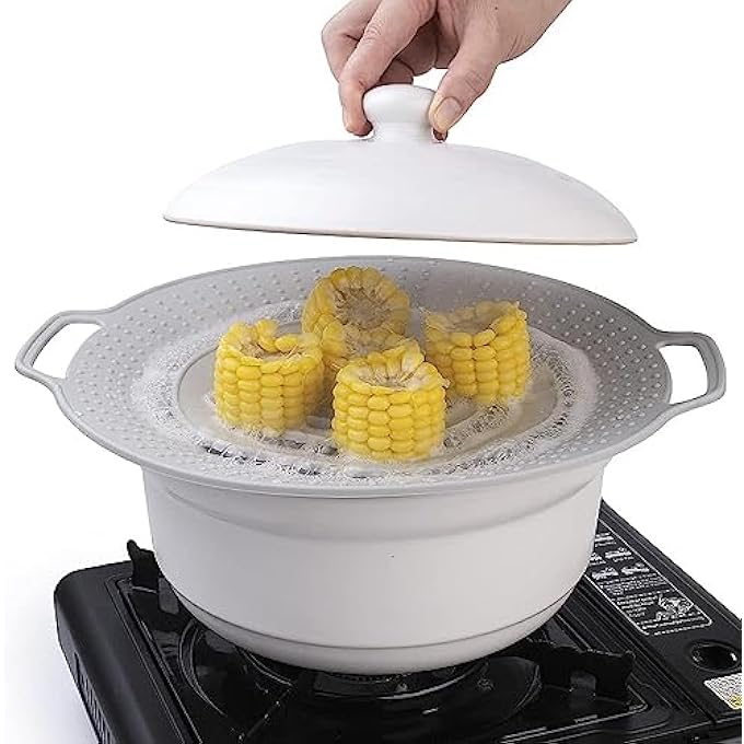 QTECLOR غطاء وعاء مانع للانسكاب، غطاء سميك من السيليكون لمنع الانسكاب، غطاء آمن غذائيًا معتمد من إدارة الغذاء والدواء الأمريكية للأواني والمقالي، خالٍ من مادة BPA، غطاء وعاء فوري يناسب الفتحات التي يتراوح قطرها من 8 إلى 115 بوصة - Image 5