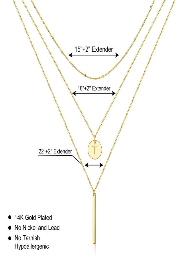 Vjoypro Gold Initial Layered Necklaces for Women, 14K Gold Plated Coin Letter Necklace Skinny Bar Stacking Necklace Coin Necklace Layer Necklace Multi Bar Layering Gold Choker Necklaces Jewelry for Women, - Image 5