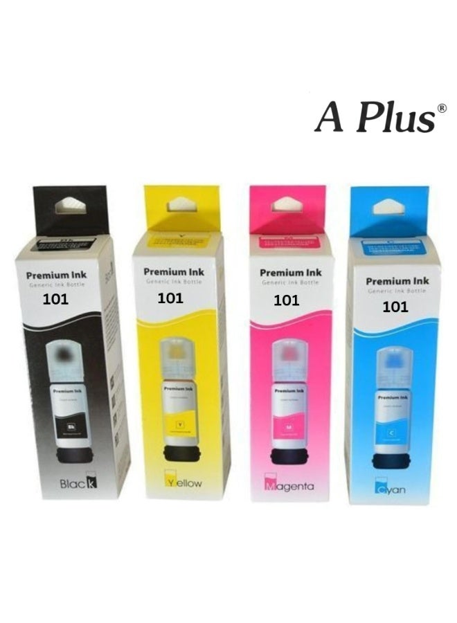 A Plus 4-Pack 101 Epson Ink Refill Set (BK/C/M/Y) – 70ml High-Yield Bottles for Epson EcoTank L-Series Printers - Image 2