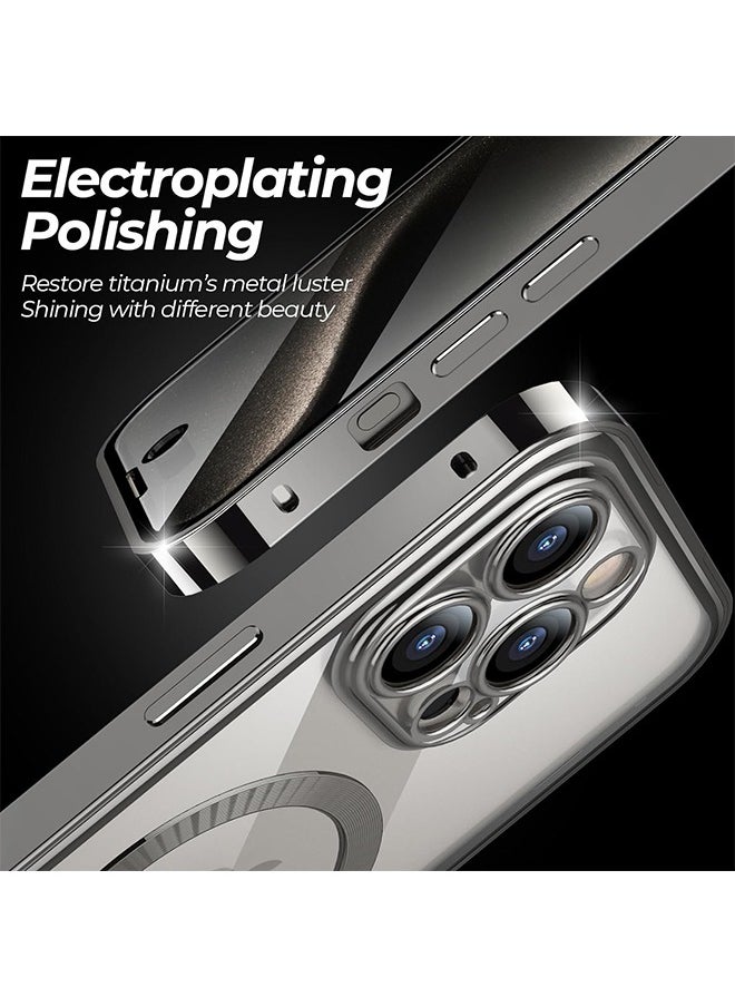 HS - Double-Sided Magnetic For iPhone 15 Pro Max Case, Full-Coverage Protective Case For iPhone 15 Pro Max With Metal Glass Screen Protector Buckle And Camera Lens Protector - Black - Image 1