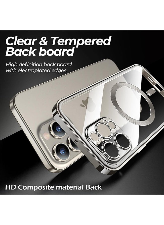 HS - Double-Sided Magnetic For iPhone 15 Pro Max Case, Full-Coverage Protective Case For iPhone 15 Pro Max With Metal Glass Screen Protector Buckle And Camera Lens Protector - Black - Image 1