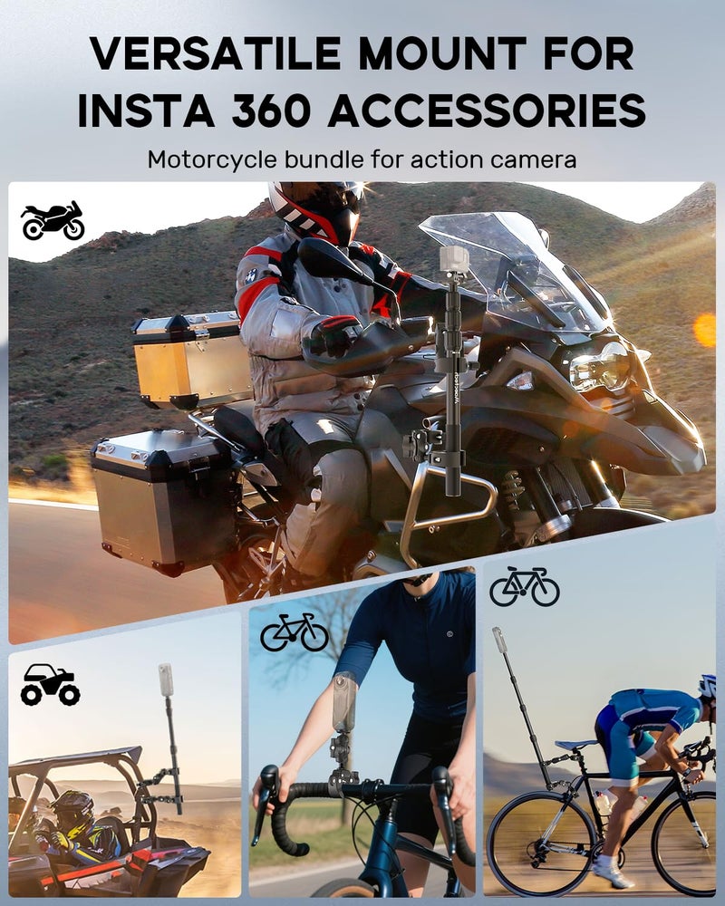 Maectech حامل كاميرا مايكتيك للدراجات النارية لـ Insta360 X5/X4/X3 لحامل GoPro على المقود لحامل دراجة DJI Osmo Action لملحقات Insta360 X5 - Image 4