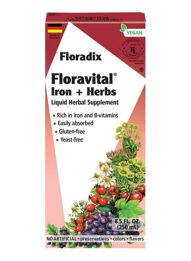 Floradix - Flora Floravital Iron & Herbs Gluten Free Vegan Liquid By Salus 8.5 Fl Oz - Image 1