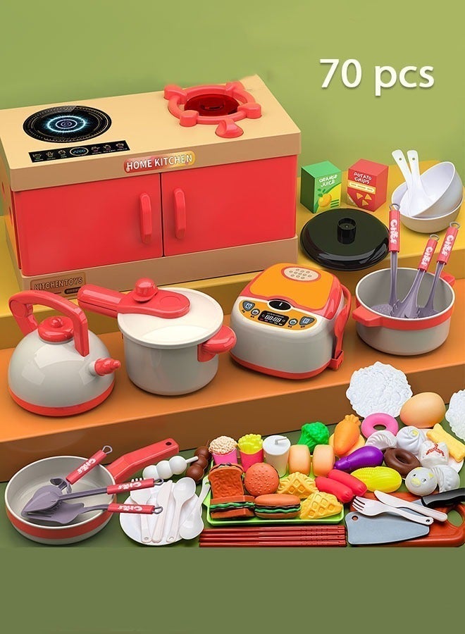 70Pcs Baby Kitchen Toy  Play House Toys with Water Pump Pressure Safe Fun Kitchen Sink Toys with Water Cycle System Pretend for  Kids - Image 3