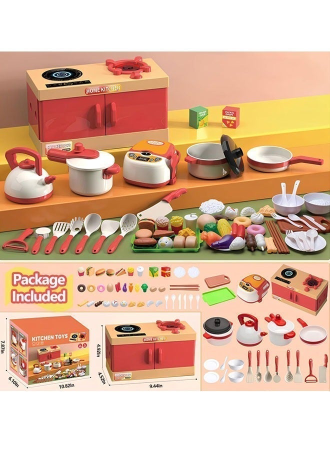 70 Pcs Kid Kitchen Toy Set,Kitchen Playset,Play House Toys with Water Pump Pressure,Food Toy and Accessories,Play Sink with Water Cycle System,Pretend Kitchen Toy for Kids Girls Boys - Image 5