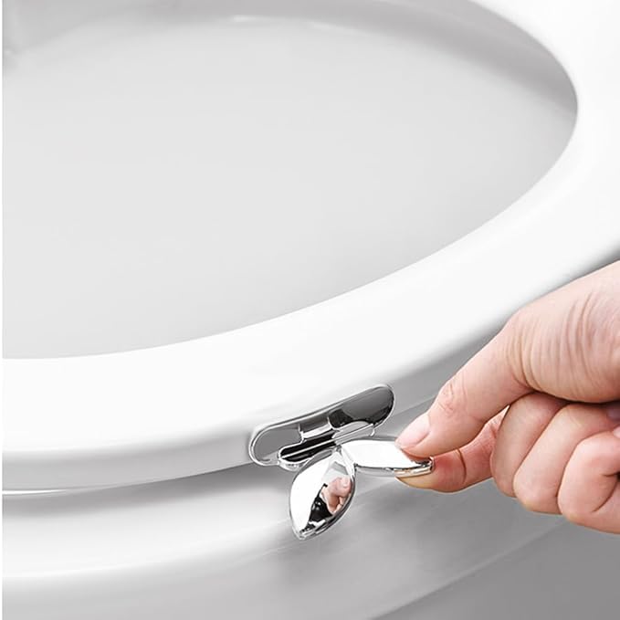 DNESHY Toilet Seat Cover Lifter, Self-Adhesive Toilet Seat Holder with Double Tape, Toilet Cover Support Tools Bathroom Accessories Maintain Hand Hygiene Germ-Free Handle for Home, Office (Silver) - Image 1