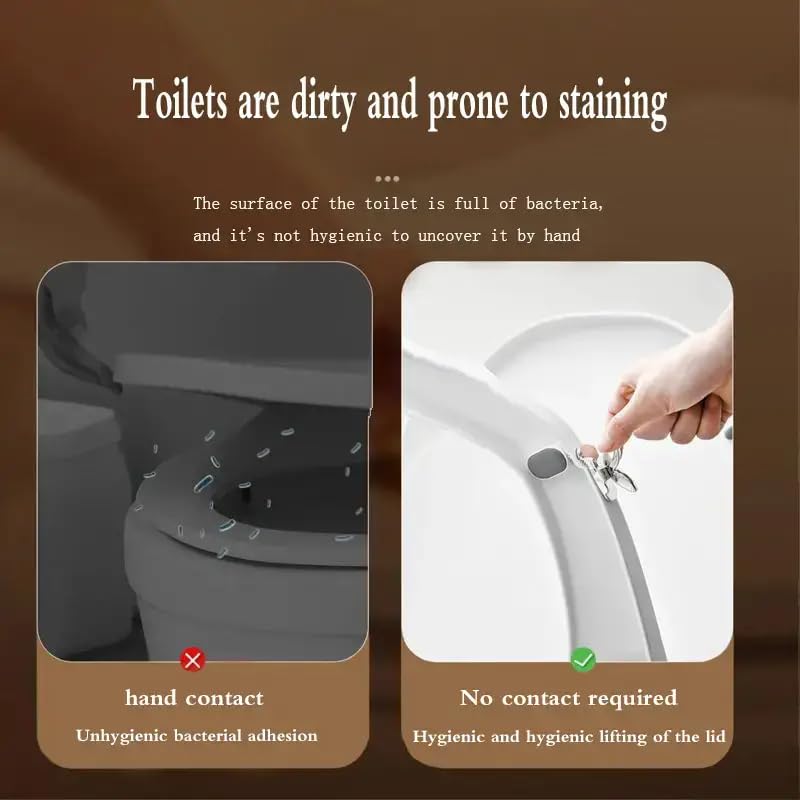 DNESHY Toilet Seat Cover Lifter, Self-Adhesive Toilet Seat Holder with Double Tape, Toilet Cover Support Tools Bathroom Accessories Maintain Hand Hygiene Germ-Free Handle for Home, Office (Silver) - Image 5