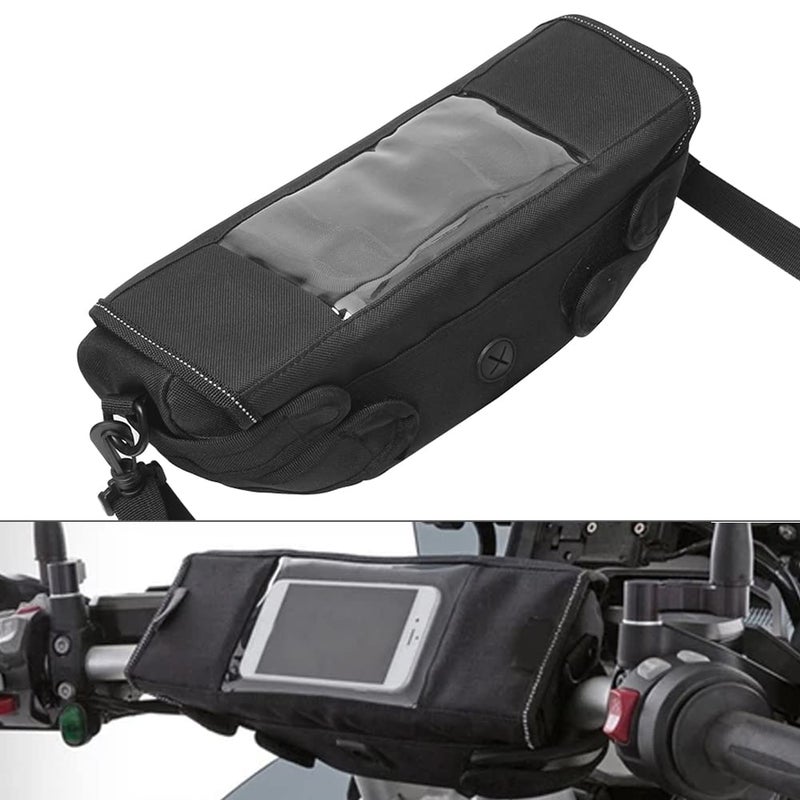 Generic H RUO Waterproof Handlebar Storage Bag Motorcycle Bike Handle Bar Bag with Phone Pouch Compatible with bmw F750GS F850GS R1200GS Triumph Honda Yamaha Suzuki  - Image 1