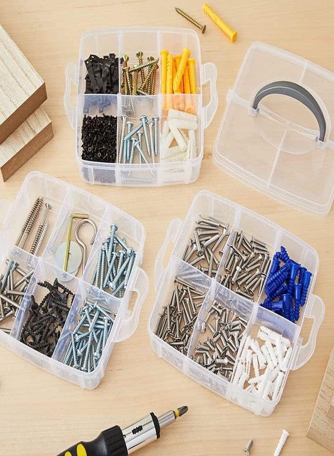 FINWARE Clear Plastic Storage Box, Rings Earrings Necklace Cosmetic Makeup Jewellery Holder Case Medicine Pills,Screws,Stationery Items,ETC Multipurpose Organizer Storage Vanity Box (18 Grid Pink+White-2) - Image 2