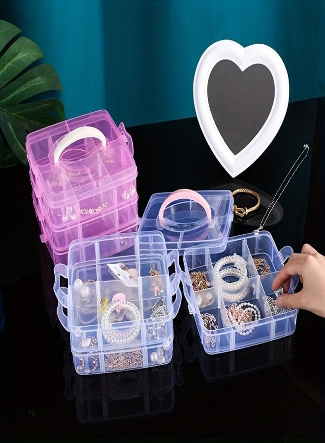 FINWARE Clear Plastic Storage Box, Rings Earrings Necklace Cosmetic Makeup Jewellery Holder Case Medicine Pills,Screws,Stationery Items,ETC Multipurpose Organizer Storage Vanity Box (18 Grid Pink+White-2) - Image 3