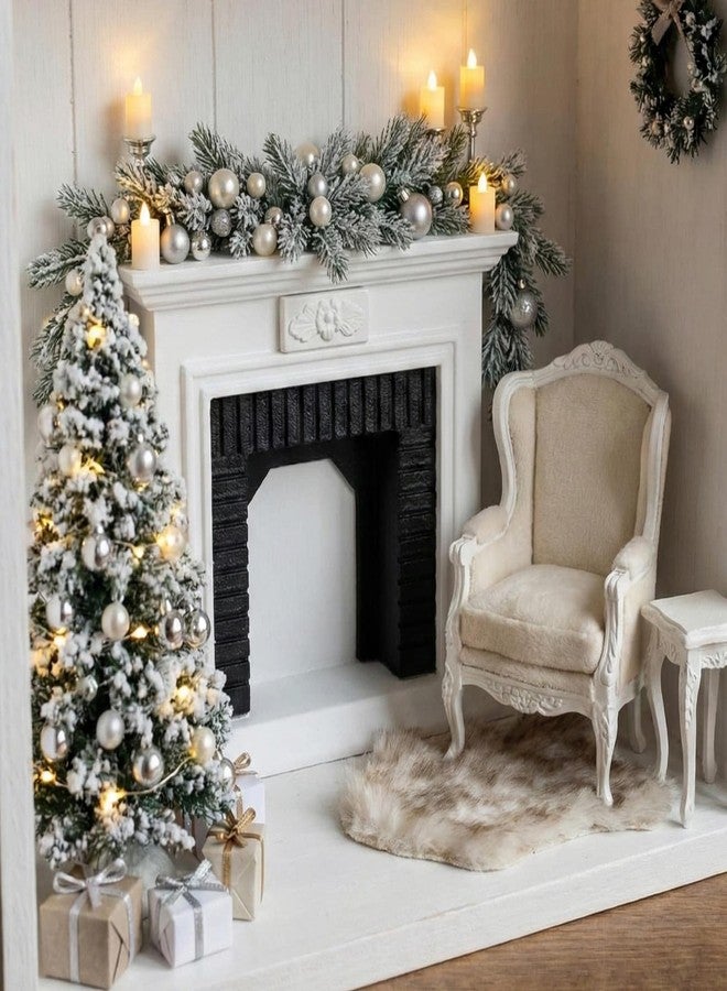 CHAMBERY 1:12 Scale Miniature Wooden Fireplace Dollhouse Furniture Accessories - Image 5