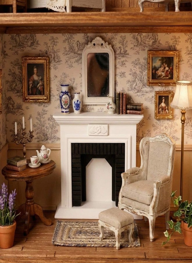 CHAMBERY 1:12 Scale Miniature Wooden Fireplace Dollhouse Furniture Accessories - Image 4