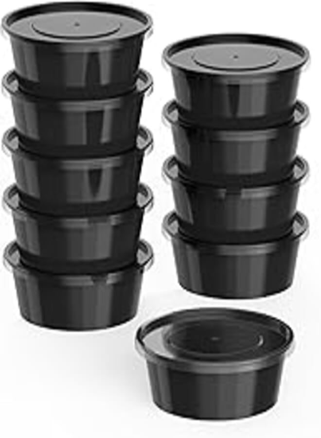 Cosmoplast 250 ml Pack of 10 Black Microwave Containers with Clear Lids