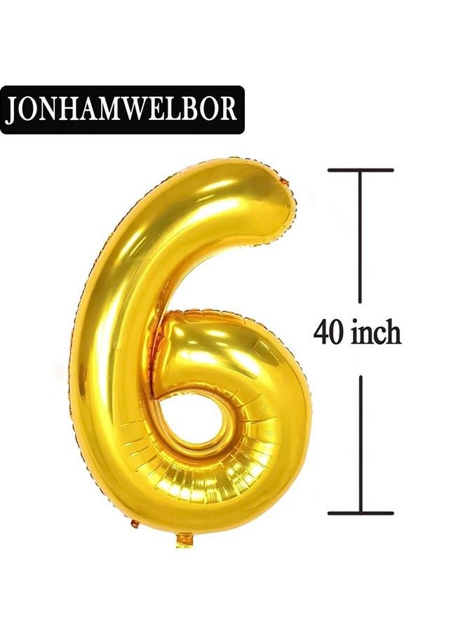 JONHAMWELBOR 60 Number Balloons Gold Big Giant Jumbo Number 60 Foil Mylar Balloons For 60Th Women Men Birthday Party Supplies 60 Anniversary Events Decorations  - Image 3