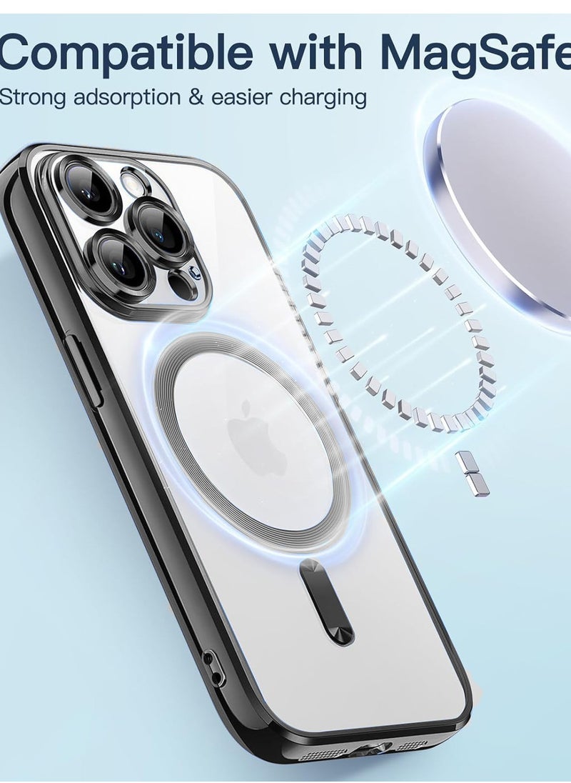 Wtech - Magsafe Shockproof Luxury Plating Hybrid Clear PC Case Cover For Apple iPhone 15 Pro Max 2023 Black - Image 1