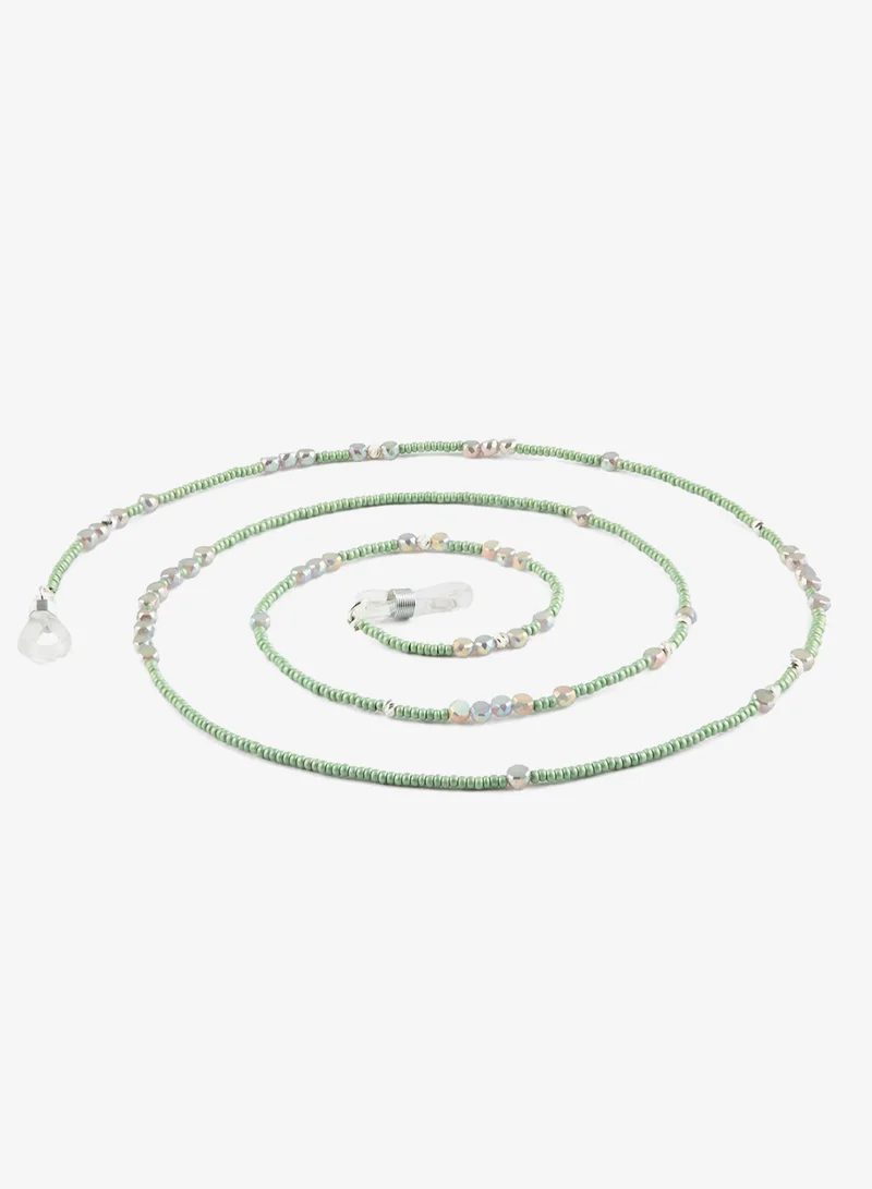 Minza  Minza “Mint” Women’s Eyewear Chain, 925 Sterling Silver, Green Czech Beads & Crystal Accents, Handmade Glasses Chain for Sunglasses & Eyeglasses, Elegant Minimalist Eyewear Accessory. for Women | Best Price UAE