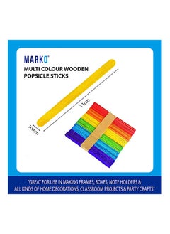 MARKQ Colored Popsicle Sticks 4.5 inches Wooden Craft Sticks for Ice Cream, Lollipop, Waxing, Resin Stirring, Kids Art Supplies (50 Pieces)  - Image 2