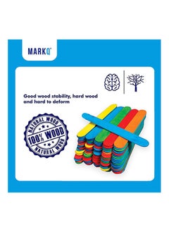 MARKQ Colored Popsicle Sticks 4.5 inches Wooden Craft Sticks for Ice Cream, Lollipop, Waxing, Resin Stirring, Kids Art Supplies (50 Pieces)  - Image 3