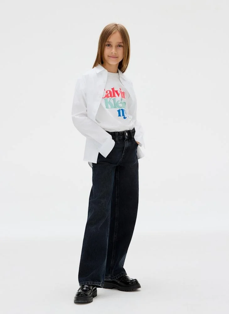 Calvin Klein Jeans Kids Pearl Signature Crew Neck T-Shirt
