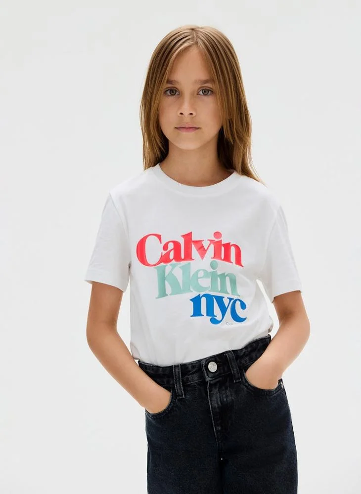 Calvin Klein Jeans Kids Pearl Signature Crew Neck T-Shirt