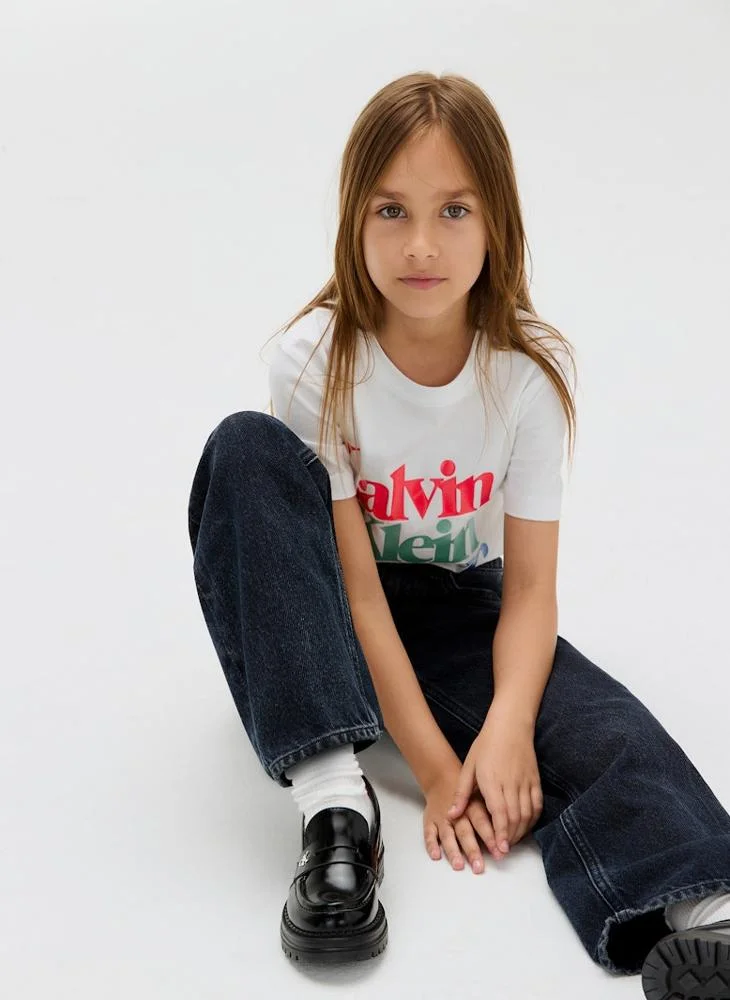Calvin Klein Jeans Kids Pearl Signature Crew Neck T-Shirt