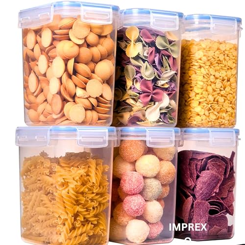 IMPREXO Air Tight Food Storage Containers Kitchen Containers For Storage Set Plastic Storage Box For Kitchen Airtight Containers Storage Jar Set For Kitchen Storage (Pack Of 5, 1550 Ml),Transparent - Image 1